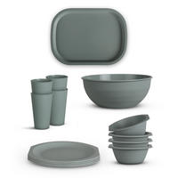 KOMBISERVICE Kunststoff Grün 14-teilig 4 Personen - Grün, Kunststoff (27/10/37cm)