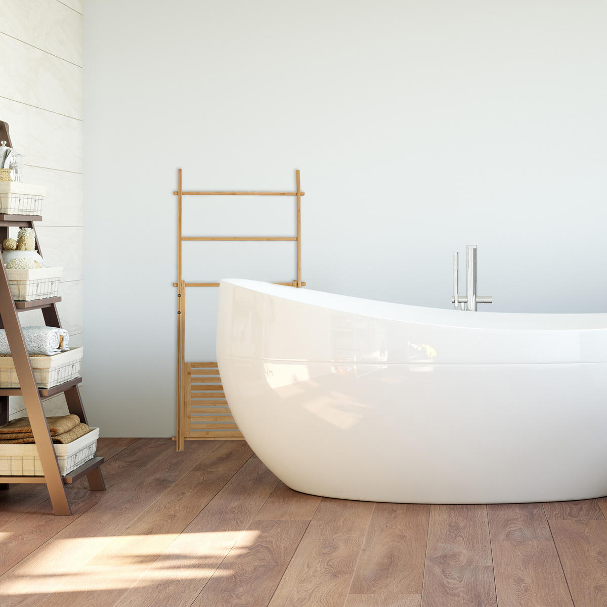 UTERÁKOVÝ stojan - svetlohnedá, drevo (53/110/31.5cm) - Relaxdays