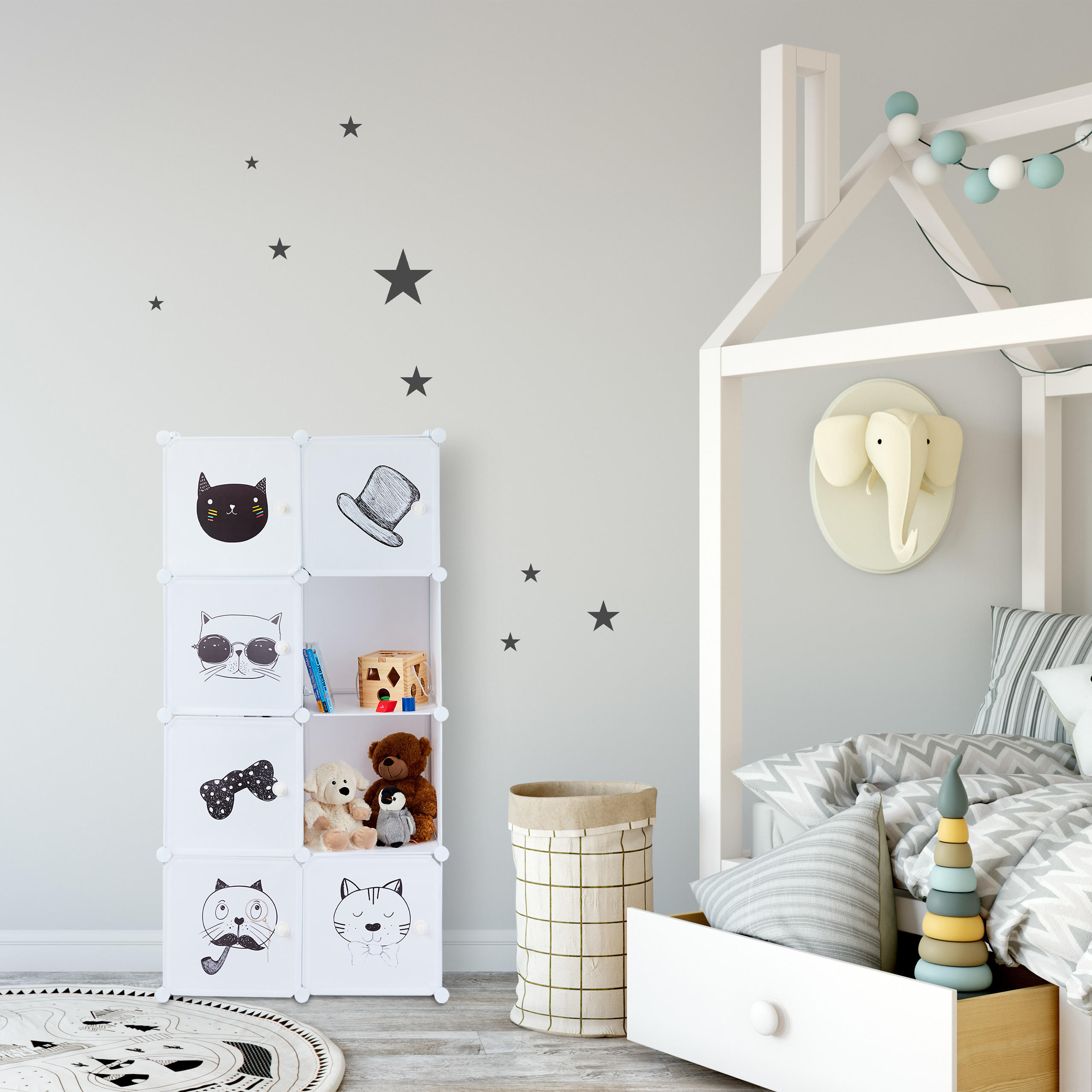 STECKREGAL Kinderzimmer - Weiß, Kunststoff (74/145/36.5cm) - Relaxdays