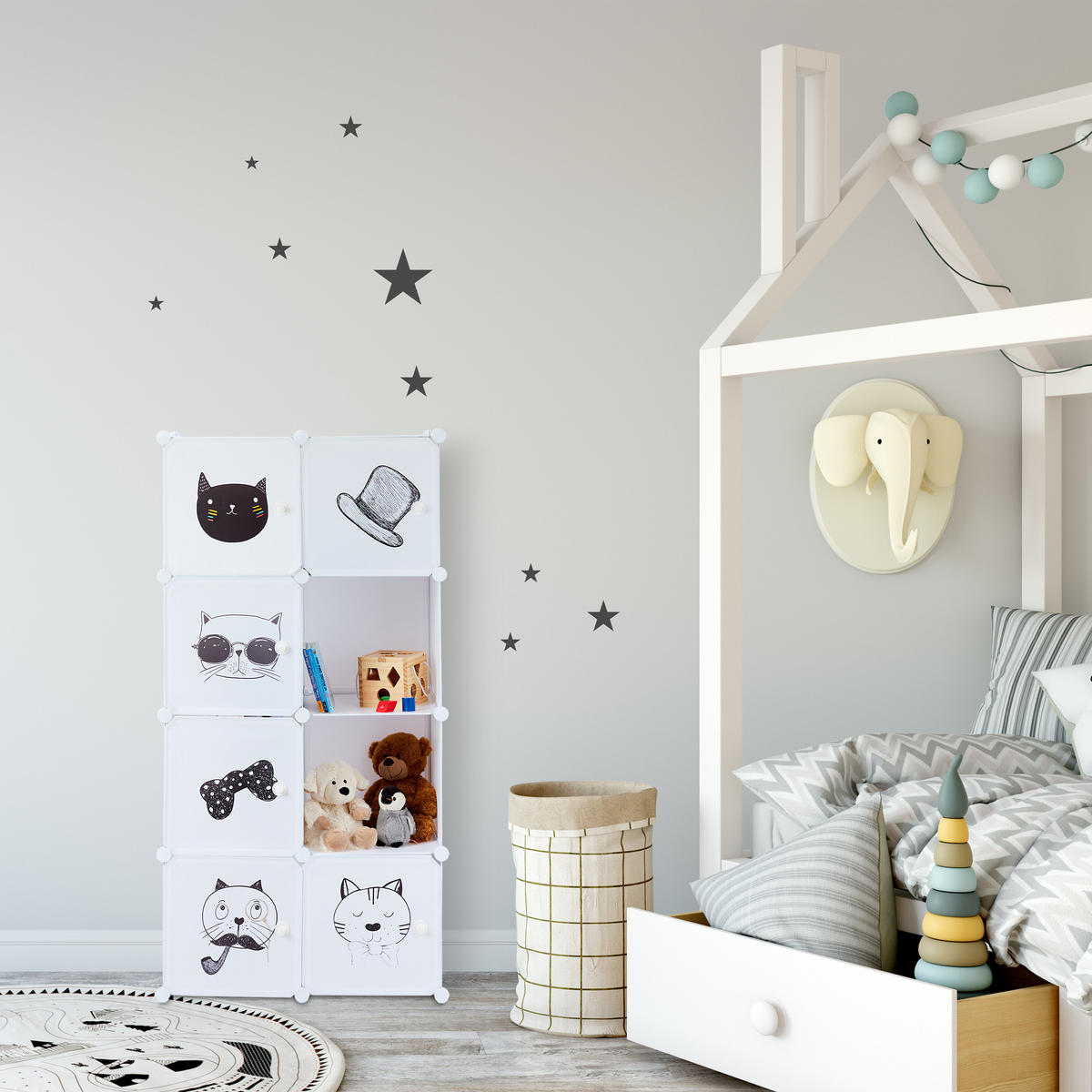 STECKREGAL Kinderzimmer - Weiß, Kunststoff (74/145/36.5cm) - Relaxdays