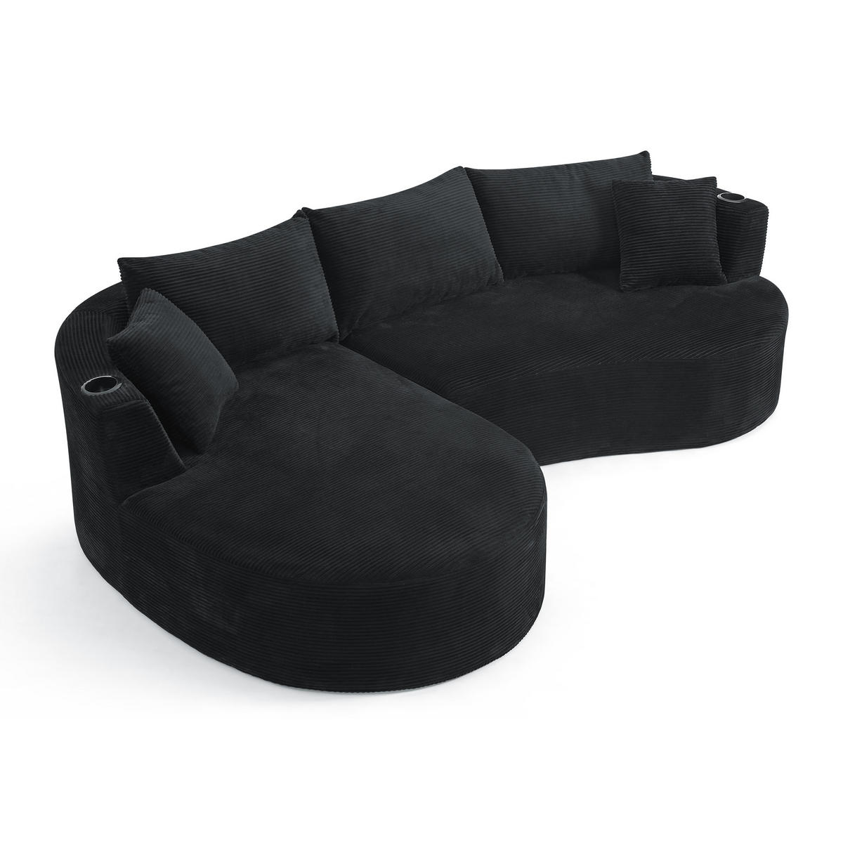 ECKSOFA DE-34614 mit Chaiselongue links Schwarz - Schwarz, Textil (168/264cm) - ComfortXL