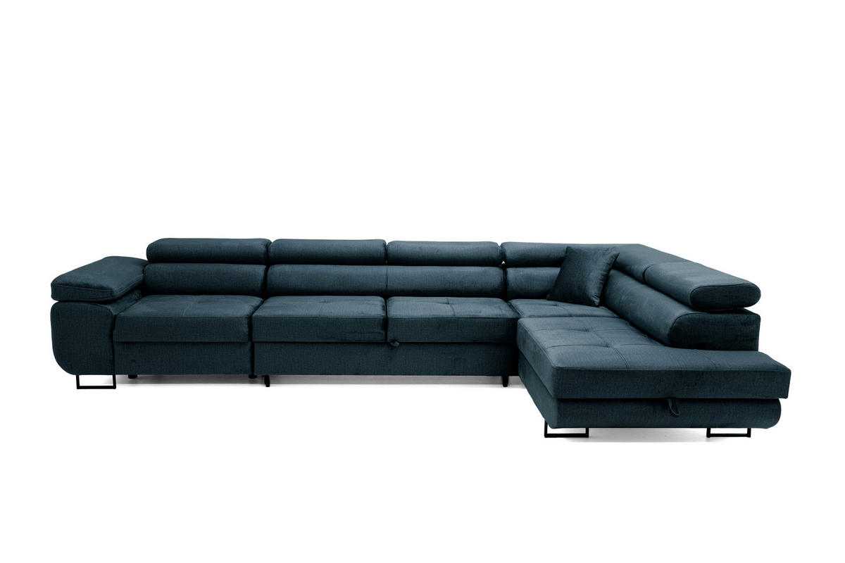 ECKSOFA WILD MAXI Rechts Marine - Dunkelblau, Holz (203/350cm) - Muffo