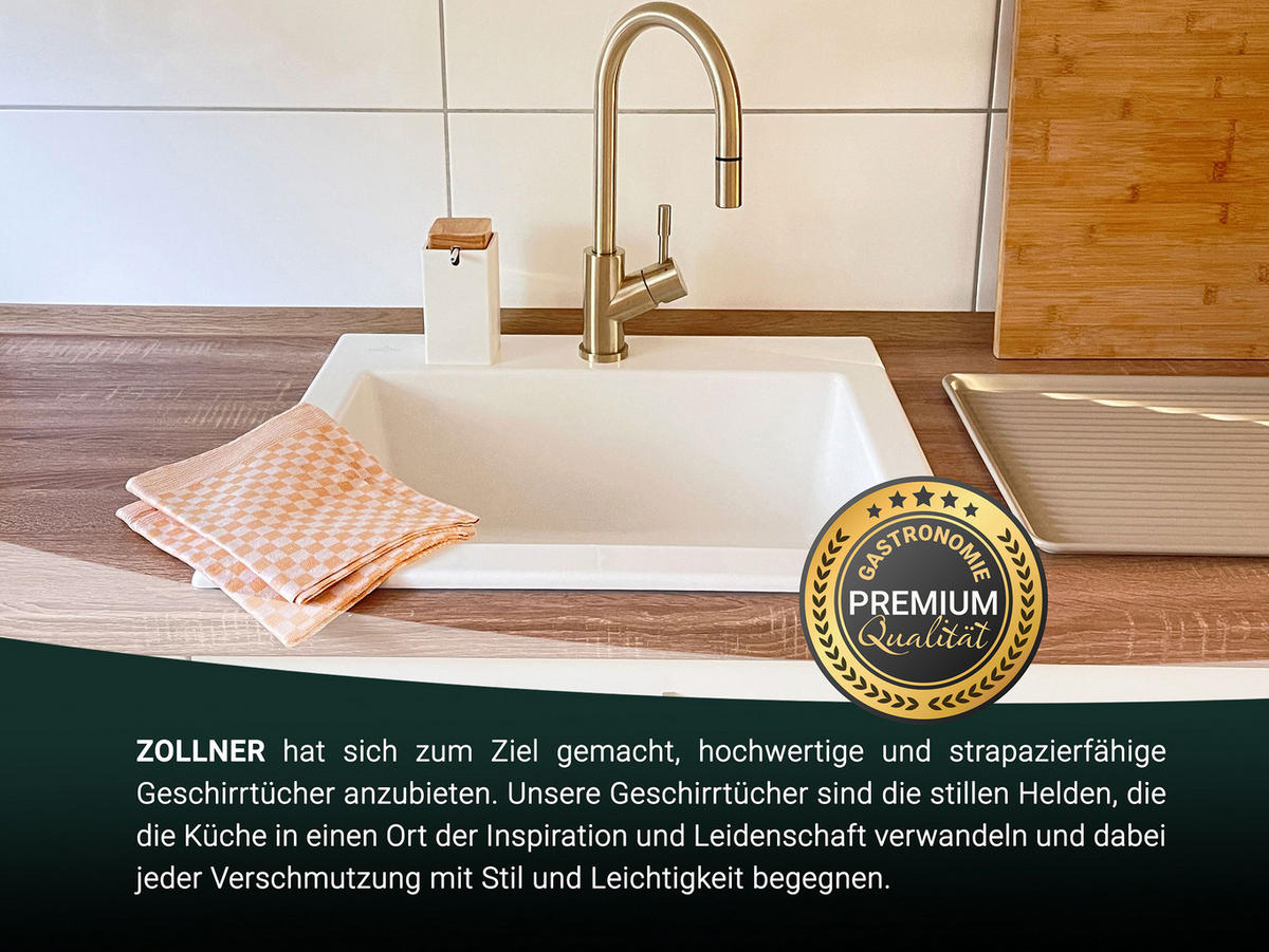 GESCHIRRTÜCHER, 10er-Set, 46x70 cm, 100% Baumwolle, Orange - Goldfarben, Textil (46/70cm) - Zollner
