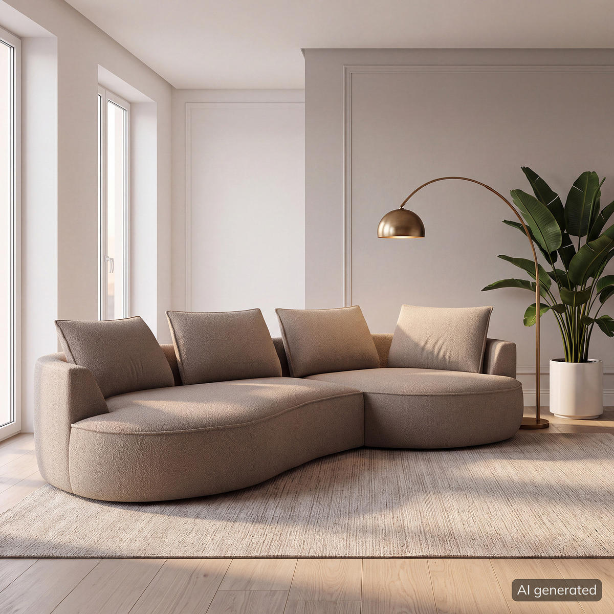 BIGSOFA - Beige/Schwarz, Kunststoff/Textil (322/82/154cm) - home24