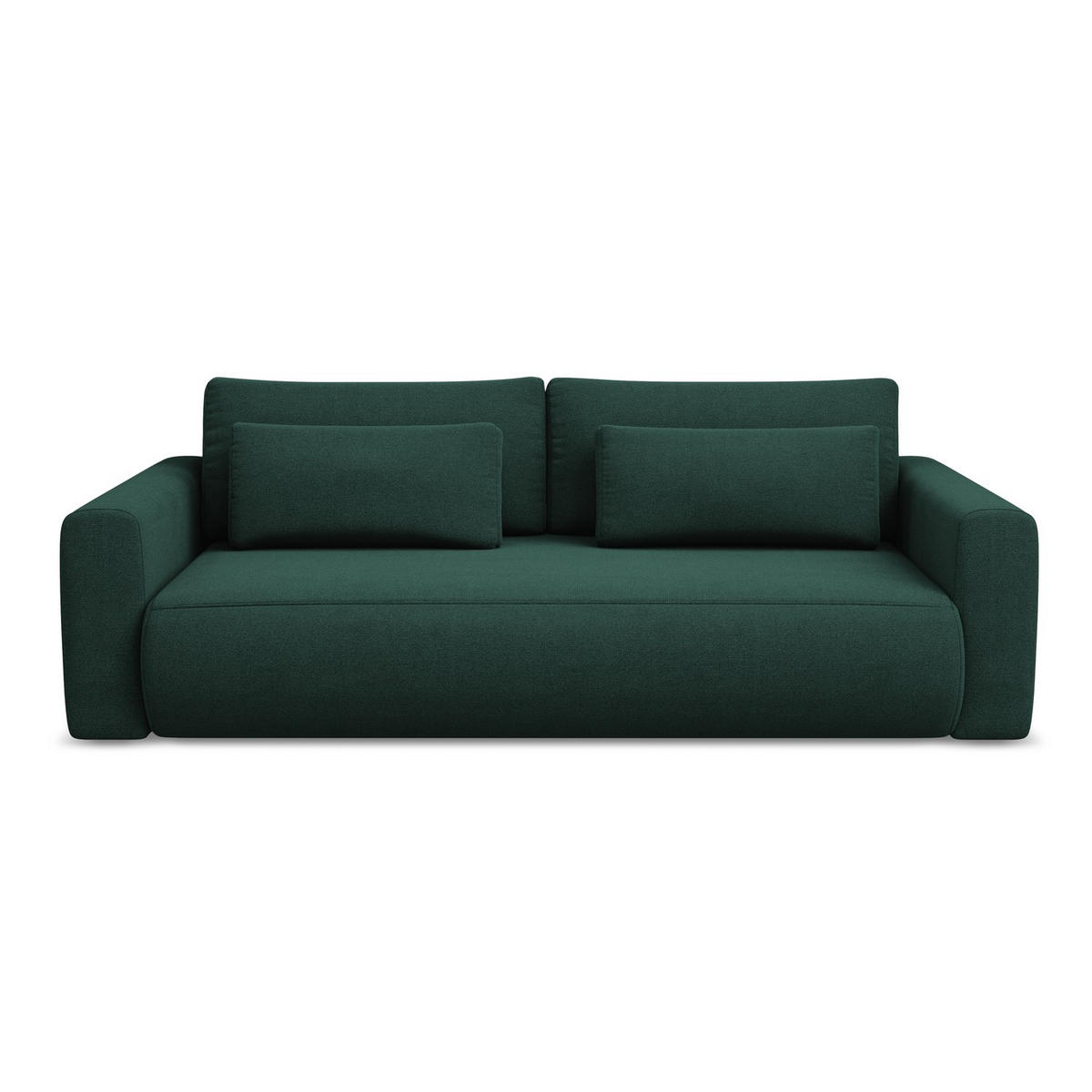 3-SITZER SOFA mit Schlaffunktion Strukturstoff Stoff Grün - Dunkelgrün/Schwarz, Kunststoff/Textil (238/82/105cm) - LaMiaSofa