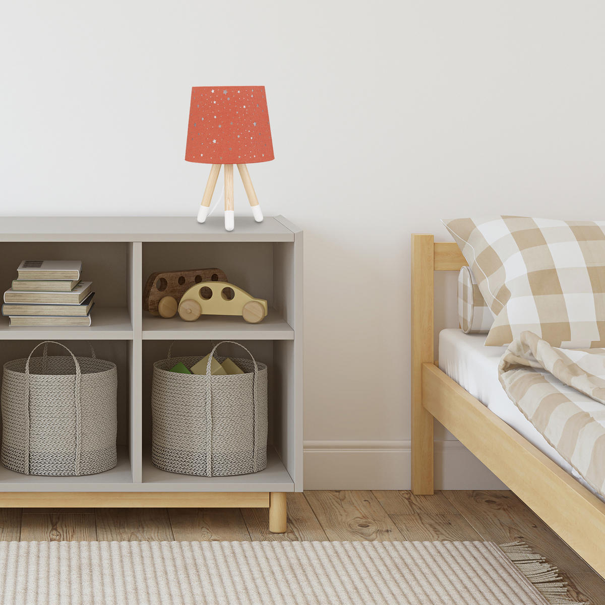 TISCHLAMPE Kinderzimmer - Rosa, Holz/Textil (25.5/25.5/40cm) - Relaxdays