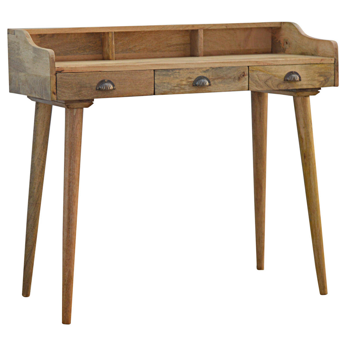 SCHREIBTISCH mit 3 Schubladen - Messingfarben/Braun, Holz/Metall (45/100/90cm) - Artisan Furniture