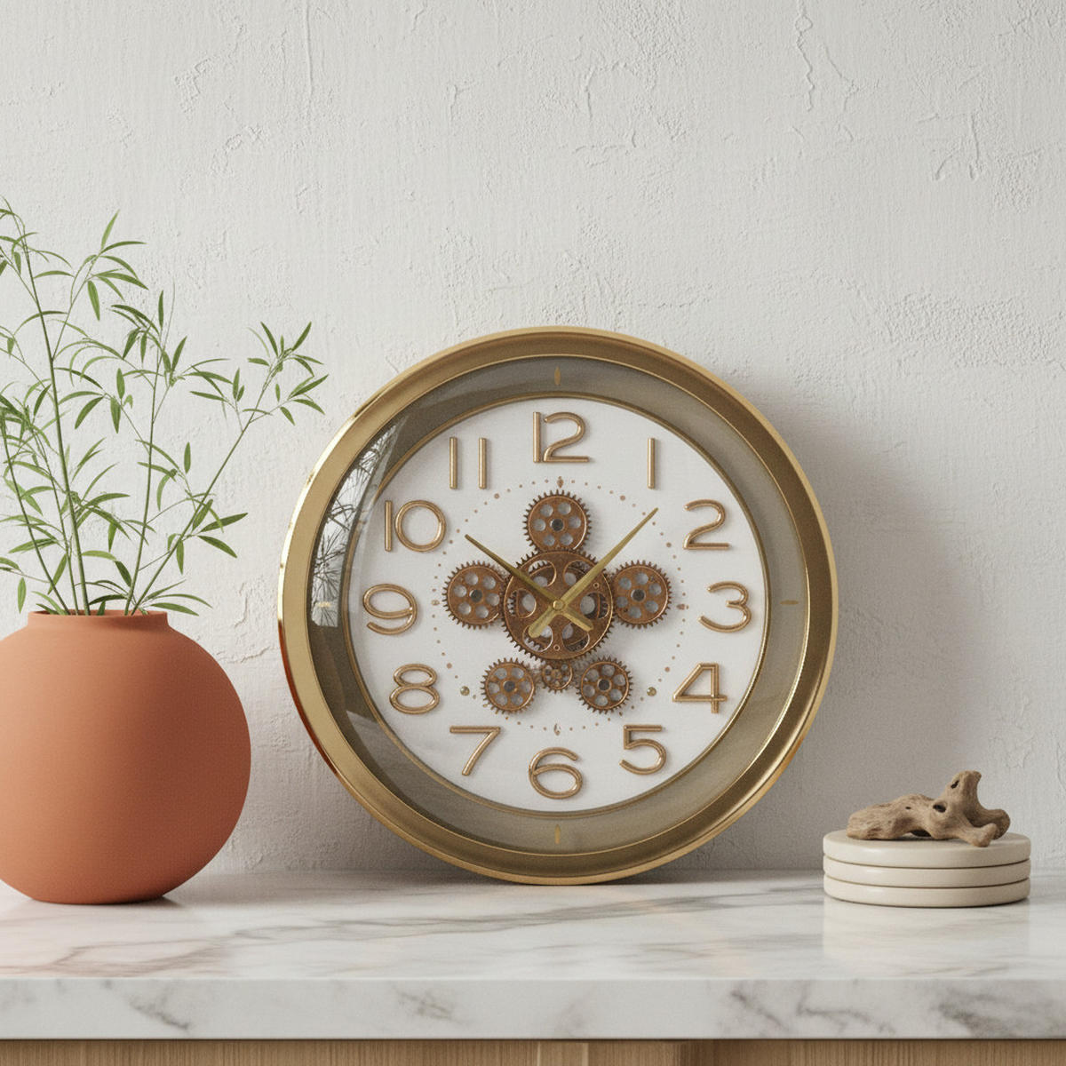 WANDUHR Ramsey Gold 42/8/42 cm Kunstoff - Goldfarben, Kunststoff (42/42/8cm) - Mondex