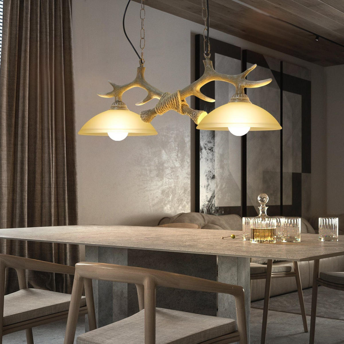 PENDELLEUCHTE Xaveria 30/32/80 cm - Braun, Holz (30/32/80cm) - Nettlife