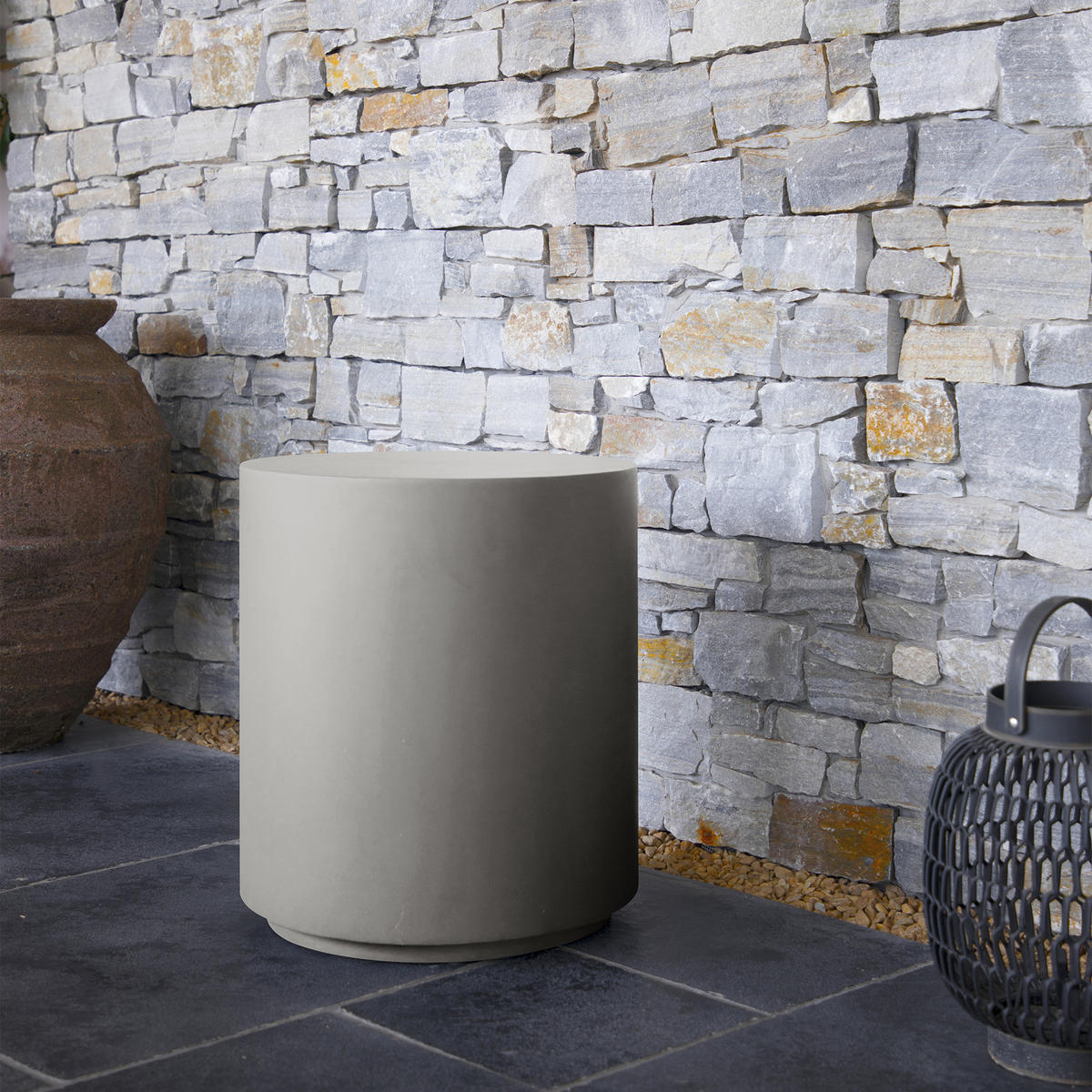 BEISTELLTISCH ROME Rund Groß Zementoptik 45 x 45 x 51 cm - Grau, Naturmaterialien (45/45/51cm) - Elementi