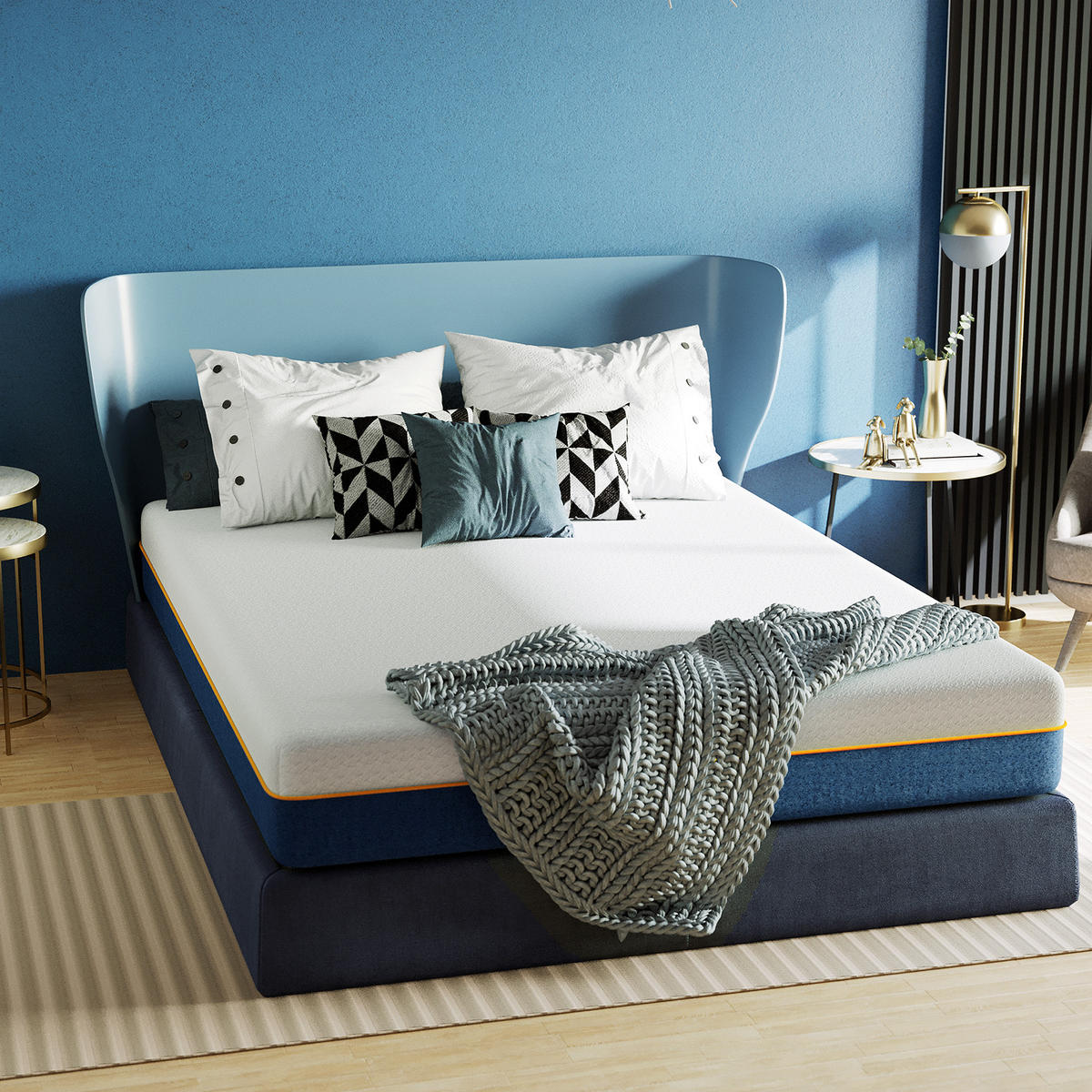 MATRATZE 160x200 – 20 cm Höhe – Komfort Schaumstoffmatratze – abnehmbarer Sternbezug - Blau, Textil (160/200cm) - Rattrix