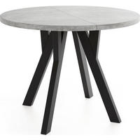 ESSTISCH Avero Black runder ausziehbarer, Beton grau 80-160/80/77 cm - Hellgrau/Schwarz, Holz/Holzwerkstoff (80/80/77cm) - WFL GROUP