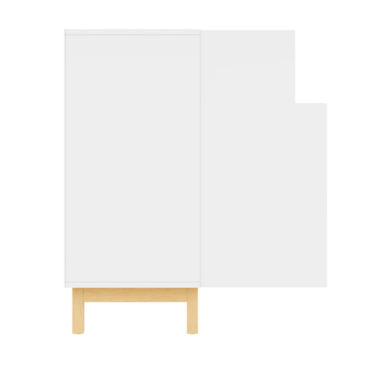 KOMMODE aus Spanplatte 120,5x42x96cm in Weiß mit 3 Türen & offenem Fach - Weiß, Holzwerkstoff (120/96/42cm) - Modfu