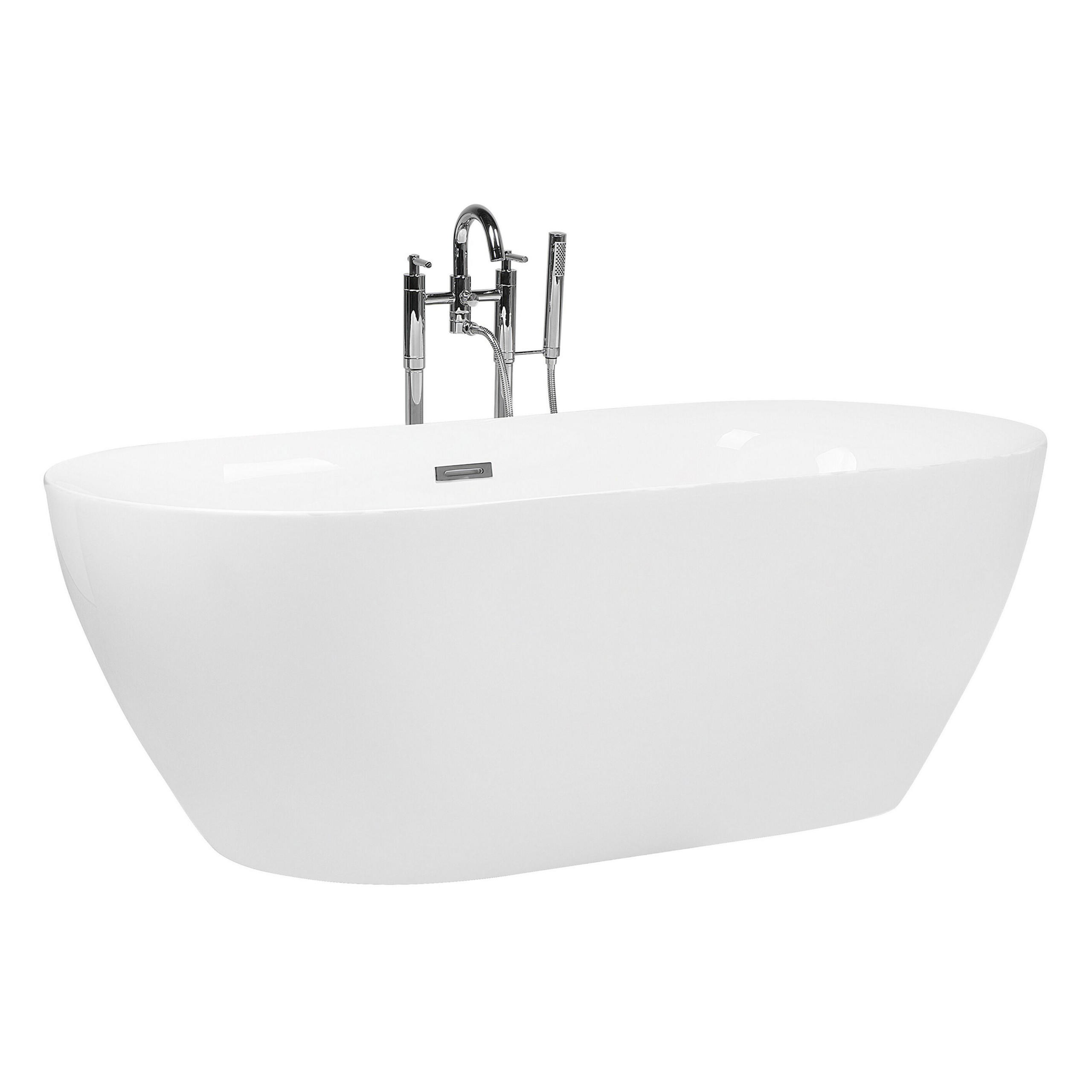 BADEWANNE FREISTEHEND 75x150x58 cm weiß Carrera - Weiß, Kunststoff (75/58/150cm) - Beliani