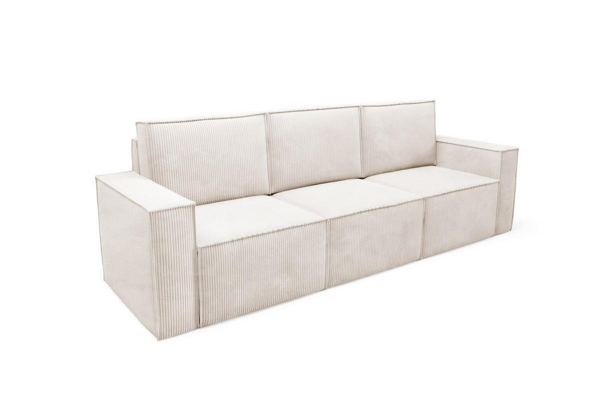 SOFA Orto Beige, Dreisitzer Polstersofa - Beige, Holzwerkstoff/Textil (247/93/82cm) - Bettso