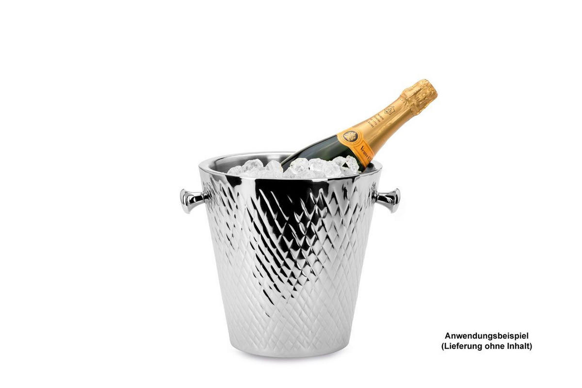 WEIN-/SEKT Flaschenkühler Rautenmuster (H) 23 x (Ø) 22,5 cm - Silberfarben, Paraffin (23/23cm) - Hermann Bauer jun. Kollektion GmbH