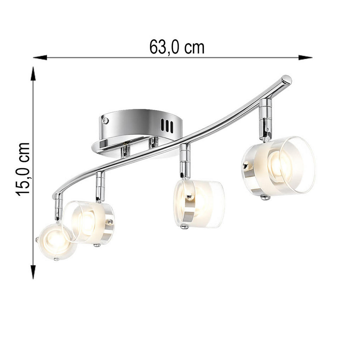 LED DECKENLEUCHTE Ester Aluminium Klar - Silberfarben, Glas (63/12/15cm) - Esto