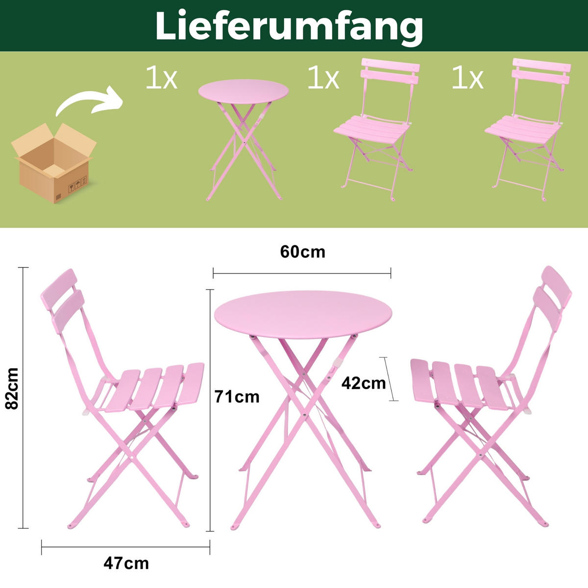 BISTRO SET Rosa - Rosa, Metall - Albatros