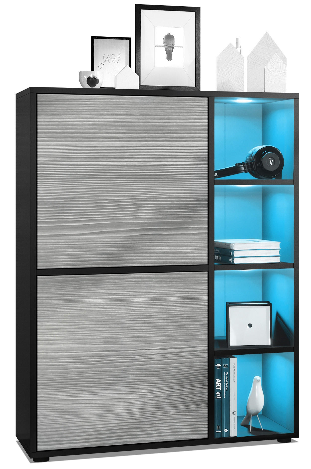 HIGHBOARD Cuba Türen in Avola-Anthrazit - Anthrazit, Holzwerkstoff (79/105.5/35.5cm) - Vladon