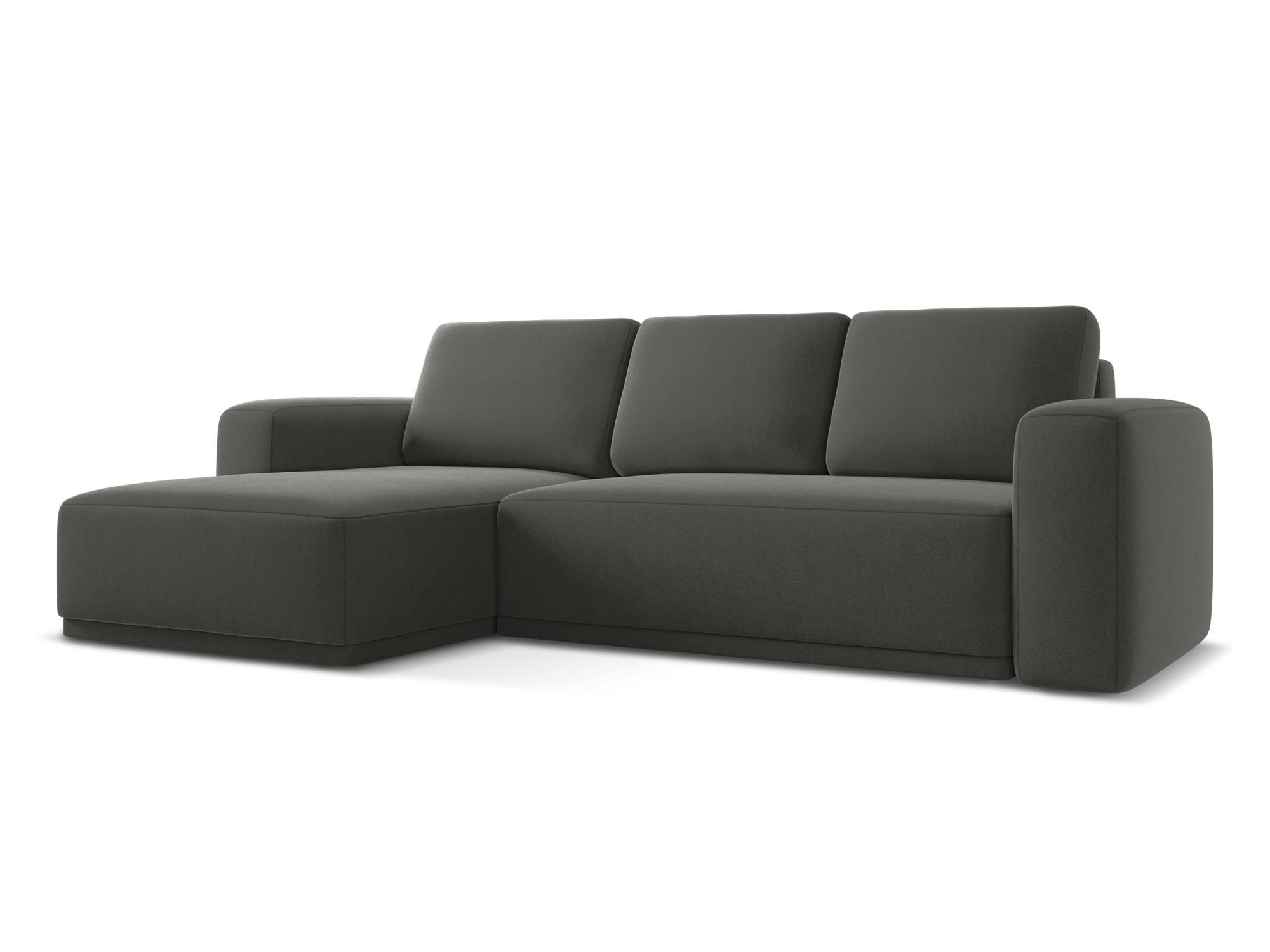 ECKSOFA mit Schlaffunktion Samt Stoff Grau - Dunkelgrau/Schwarz, Kunststoff/Textil (258/160cm) - Makamii