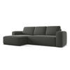 ECKSOFA mit Schlaffunktion Samt Stoff Grau - Dunkelgrau/Schwarz, Kunststoff/Textil (258/160cm) - Makamii