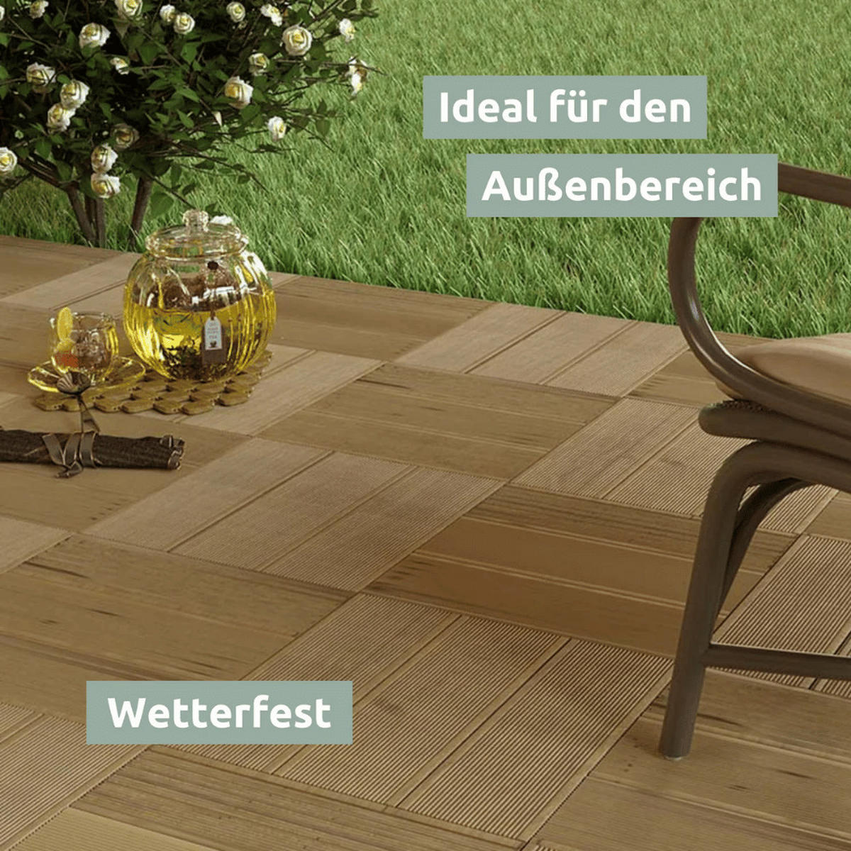 HOLZFLIESE Lärchenholz 43x43cm Terrassenfliese quadratisch - Braun, Holz (43/43/4.5cm) - DELUKE