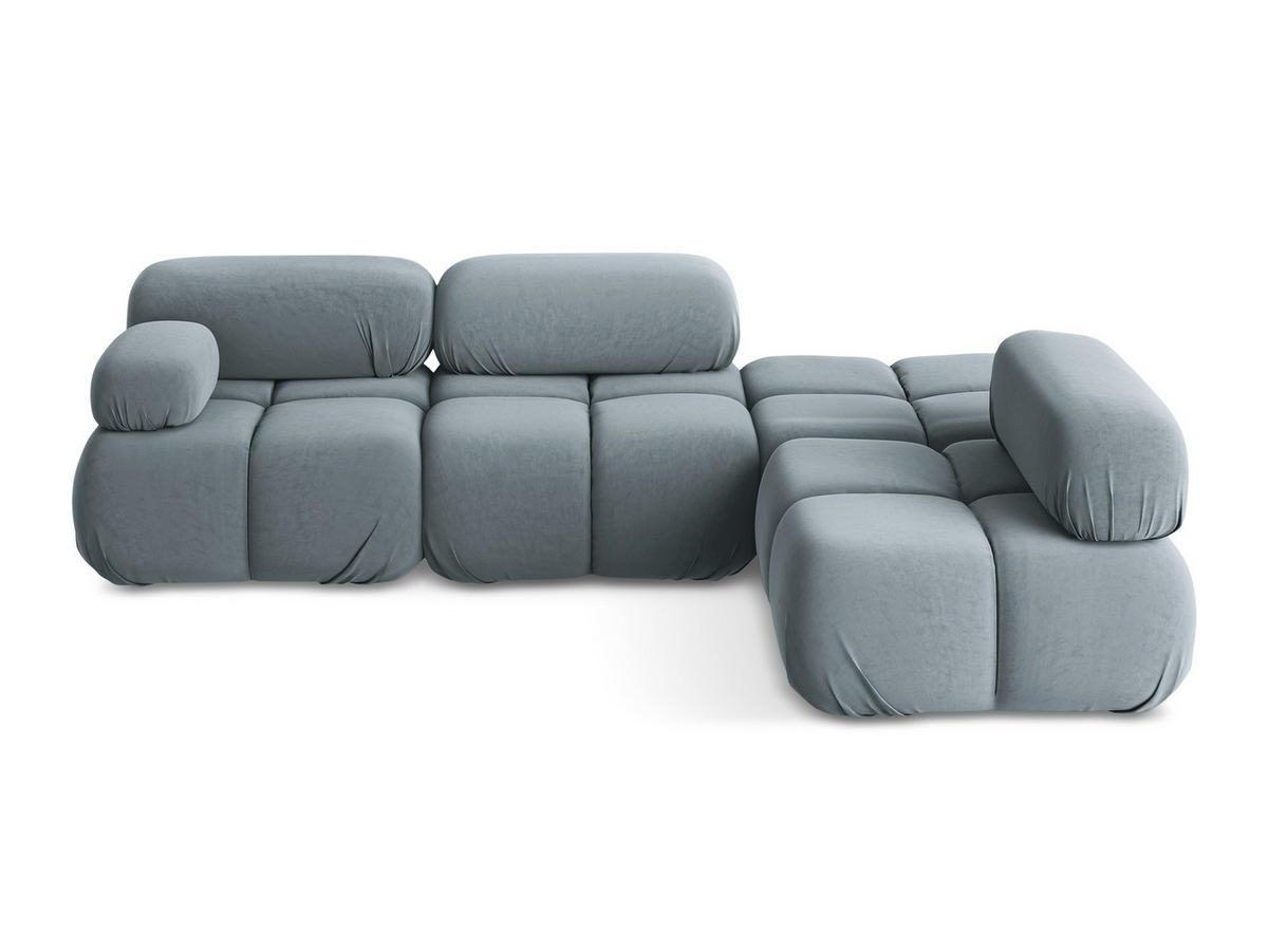 ECKSOFA Rechts Samt Stoff Blau - Blau/Schwarz, Kunststoff/Textil (285/190cm) - Makamii