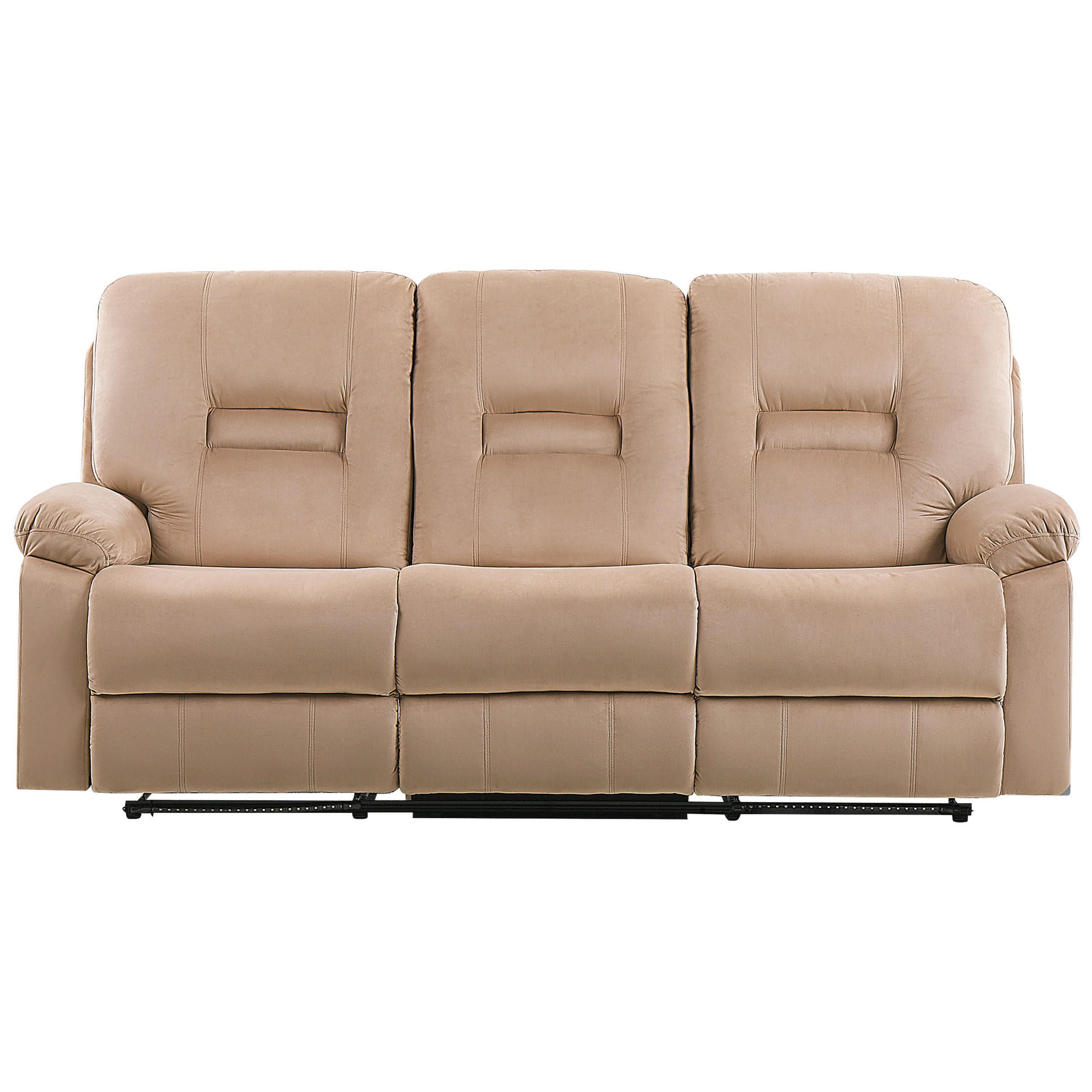 3-SITZER-SOFA mit LED-Beleuchtung Samtstoff Beige Bergen - Beige, Textil (204/101/73cm) - Beliani