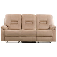 3-SITZER-SOFA mit LED-Beleuchtung Samtstoff Beige Bergen - Beige, Textil (204/101/73cm) - Beliani