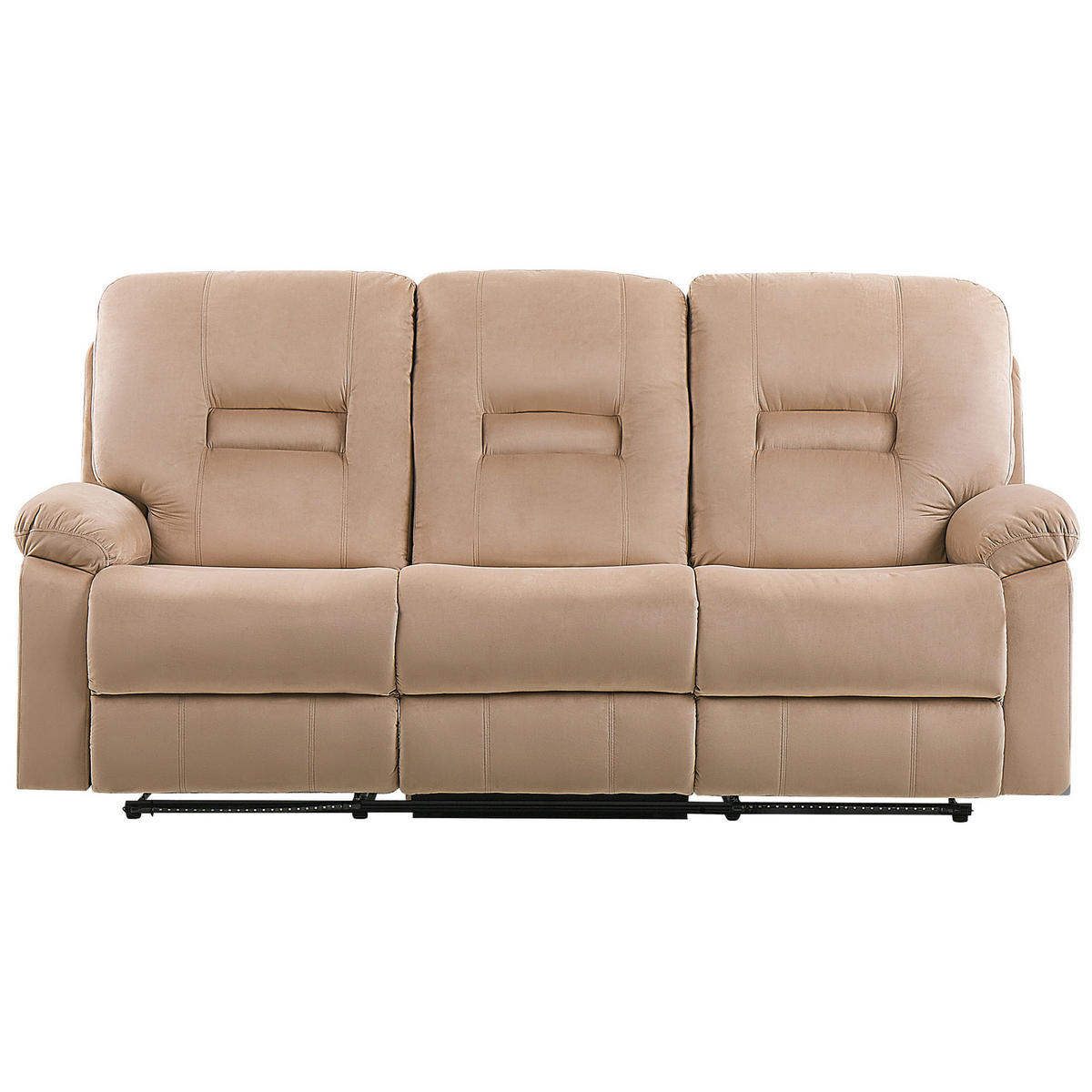 3-SITZER-SOFA mit LED-Beleuchtung Samtstoff Beige Bergen - Beige, Textil (204/101/73cm) - Beliani