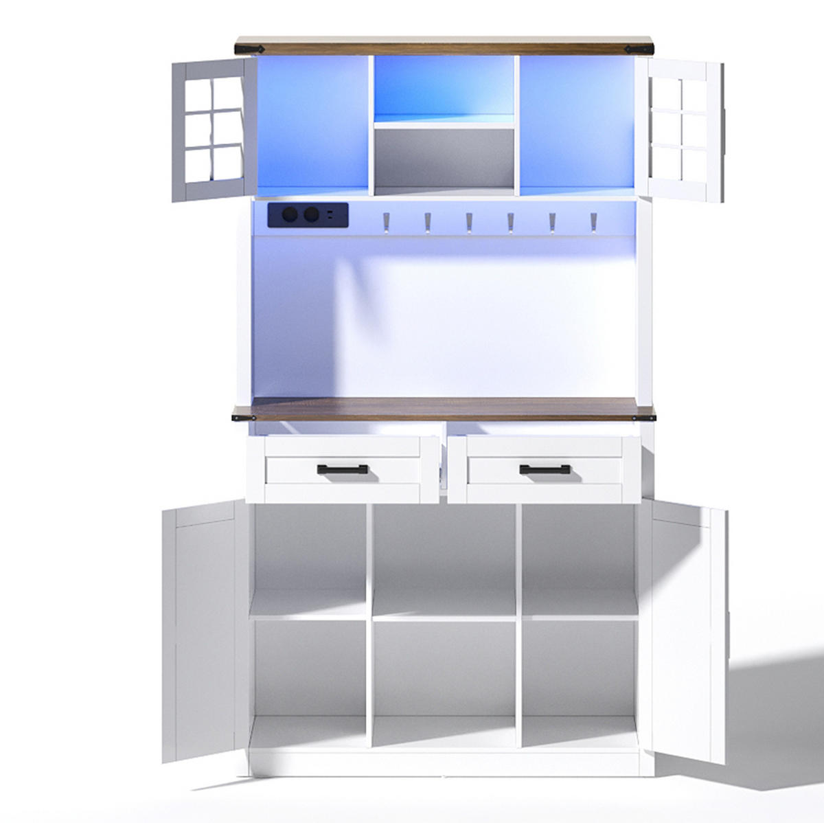SIDEBOARD in Braun/Weiß mit LED-Beleuchtung und USB- und Type-C-Anschlüssen,172/40/100 cm - Braun, Holzwerkstoff (100/172/40cm) - Flora Grace
