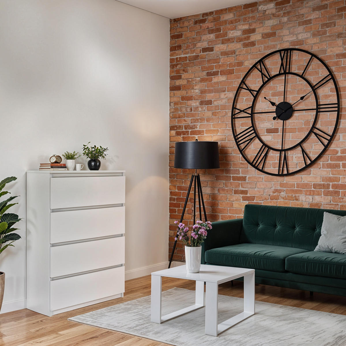 KOMMODE mit 4 Schubladen Sideboard weiß Anrichte holz Möbel Schubladenschrank - Weiß, Holzwerkstoff (70/99/33cm) - EMIX24