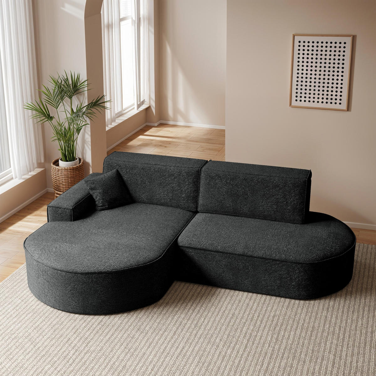 ECKSOFA Modena Pro - Komfort Und Stil stoff Arena Graphit Links - Graphitfarben, Holz (278/179cm) - Kaiser Möbel