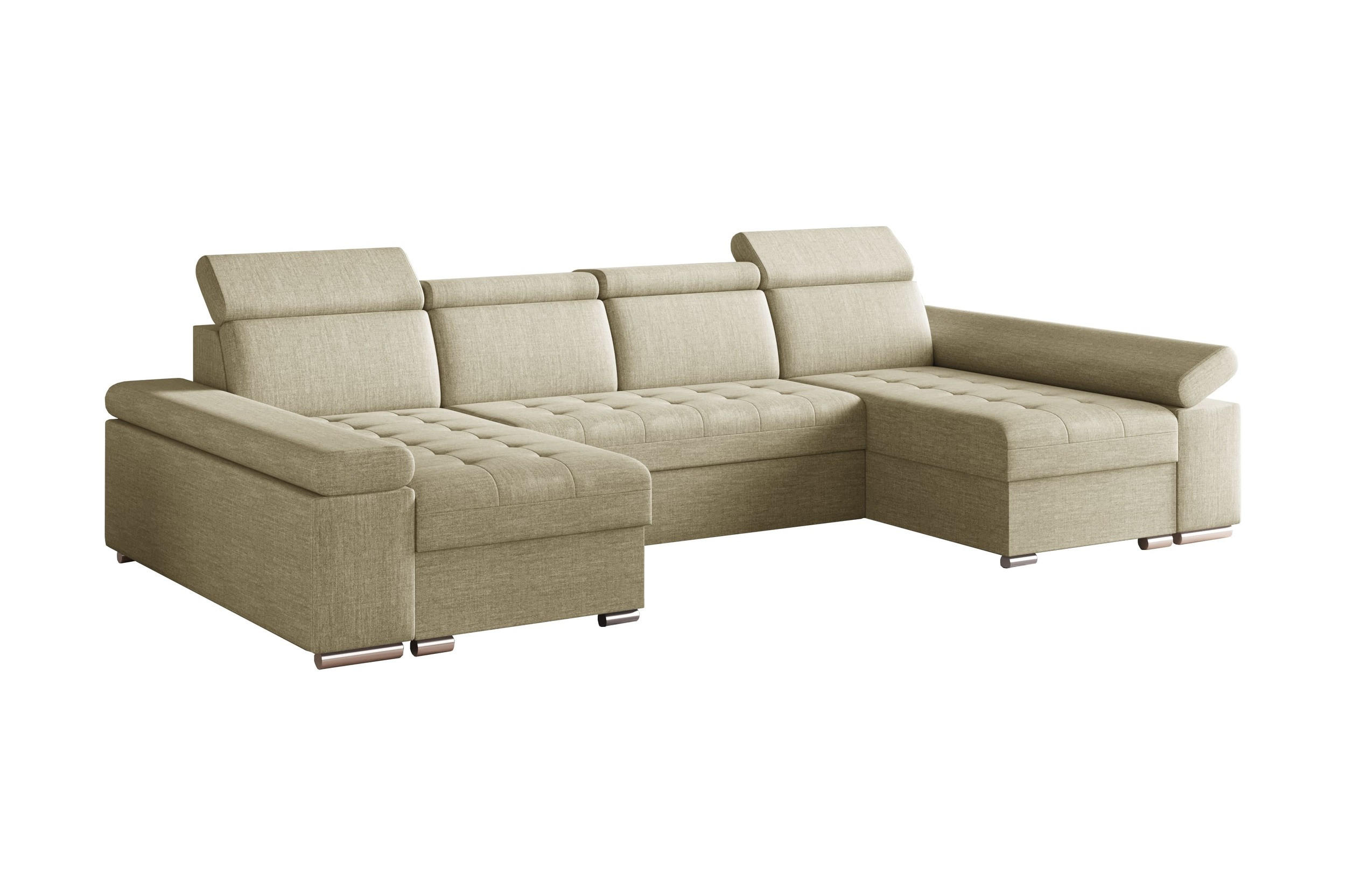 WOHNLANDSCHAFT - Ecksofa U - Luka U - Beige (Twist 01) - Beige, Holzwerkstoff (330/94/168cm) - Möblo
