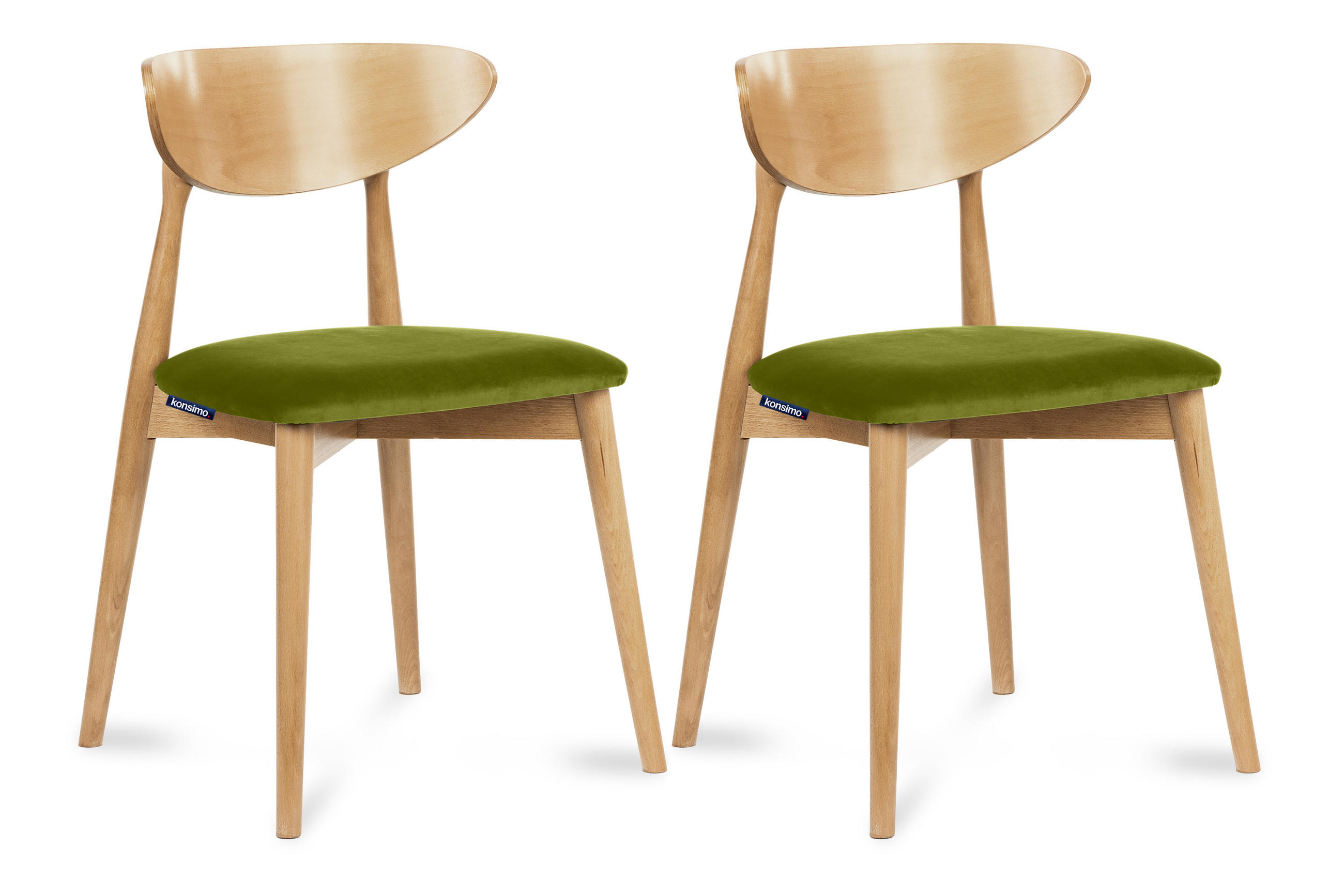 ESSZIMMERSTÜHLE RABI (2er-Set), oliv / Eiche hell - Eichefarben/Olivgrün, Holz/Buchenholz (47/79/45cm) - KONSIMO®