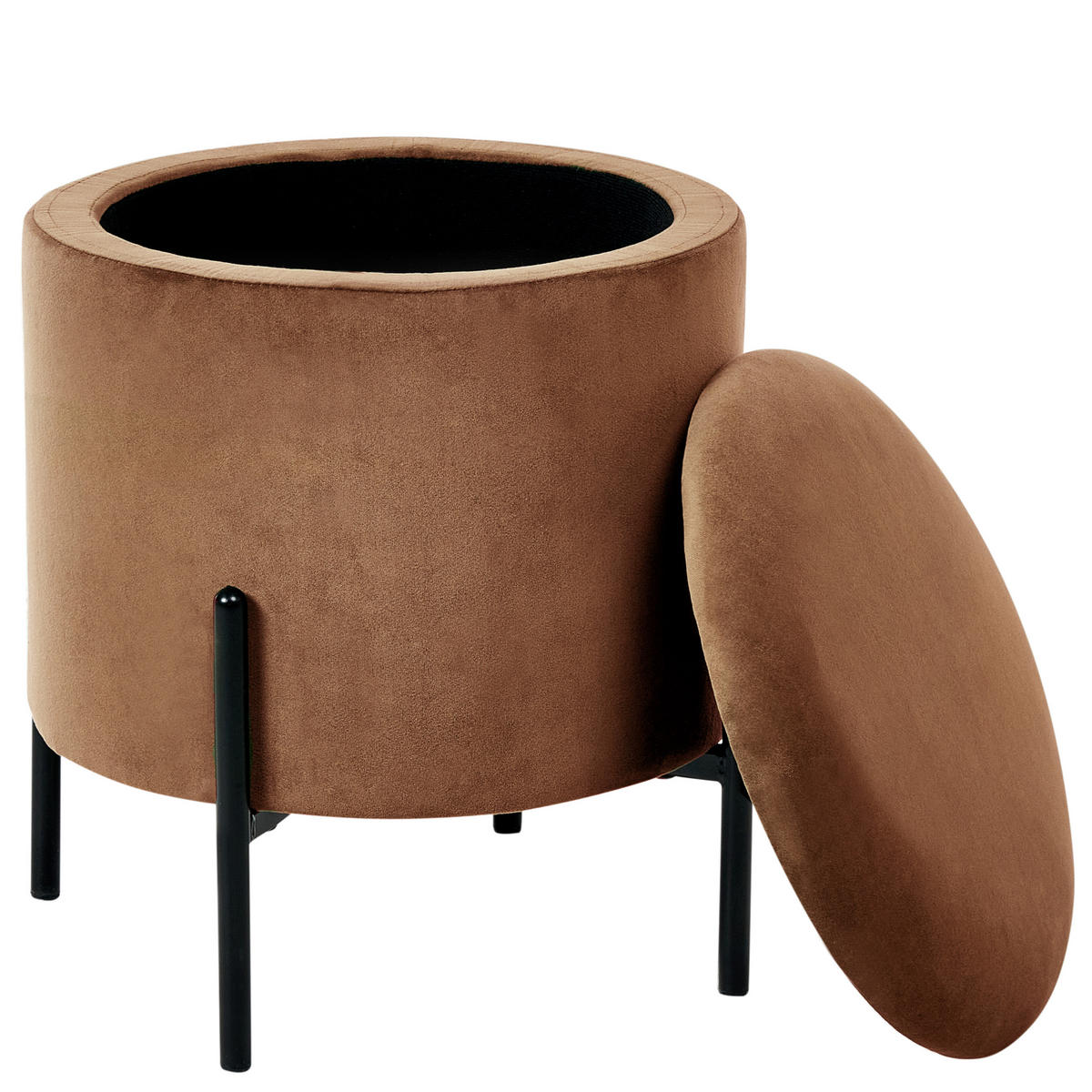 POUF Dunkelbraun Wenona - Dunkelbraun/Schwarz, Textil (37/40/37cm) - Beliani