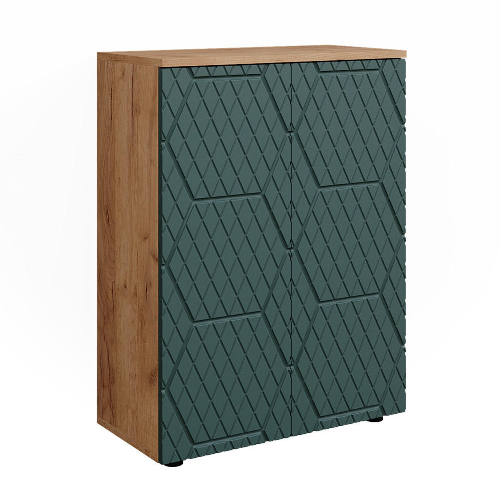 MIDISCHRANK Irma Goldkraft Eiche/Grün 60 x 81 cm - Eiche Wotan/Grün, Holzwerkstoff (60/81/30cm) - Vicco