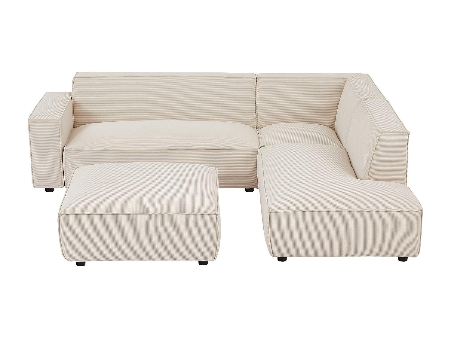 SOFA - 7 Personen - samt - beige Borore - Beige, Holz/Textil (95/75/95cm) - Vente-Unique