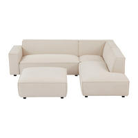 SOFA - 7 Personen - samt - beige Borore - Beige, Holz/Textil (95/75/95cm) - Vente-Unique