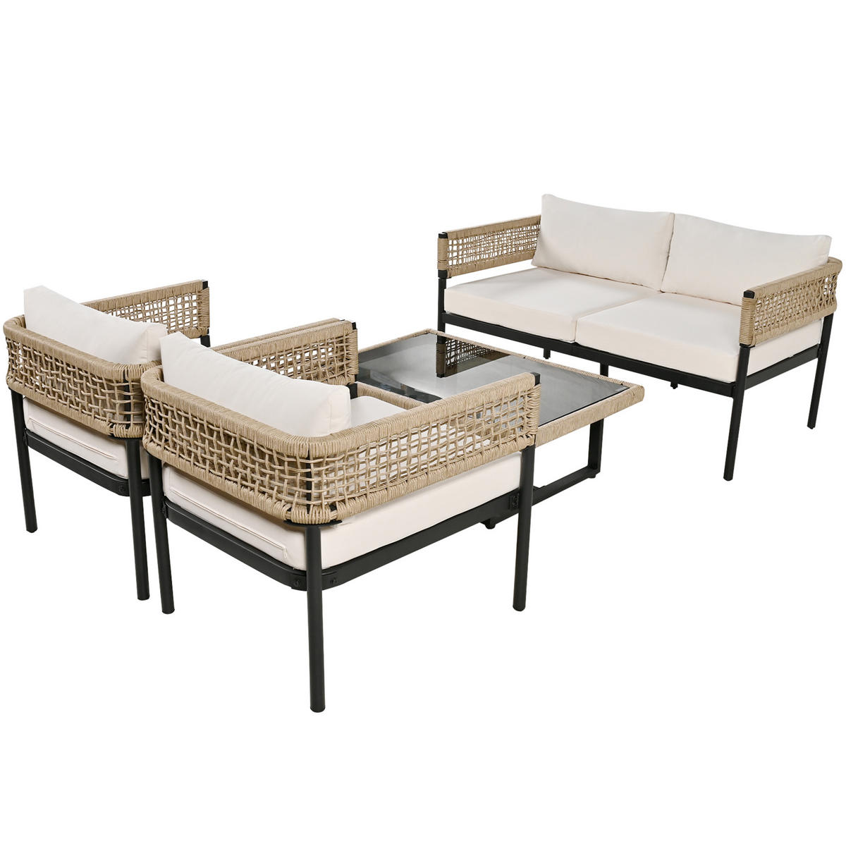 LOUNGEGARNITUR beige - Beige, Metall - Urban Meuble