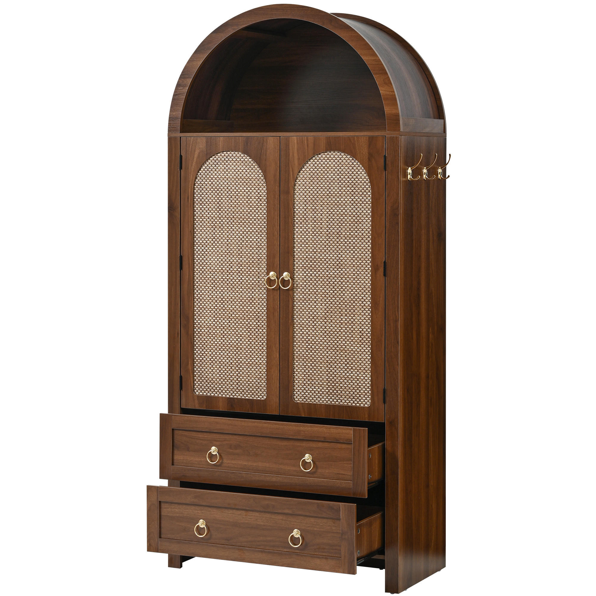HIGHBOARD DE-37562 80/40/180 cm mit Korbgeflecht-Bogen Nussbaum - Walnussfarben, Holzwerkstoff (80/180/40cm) - ComfortXL
