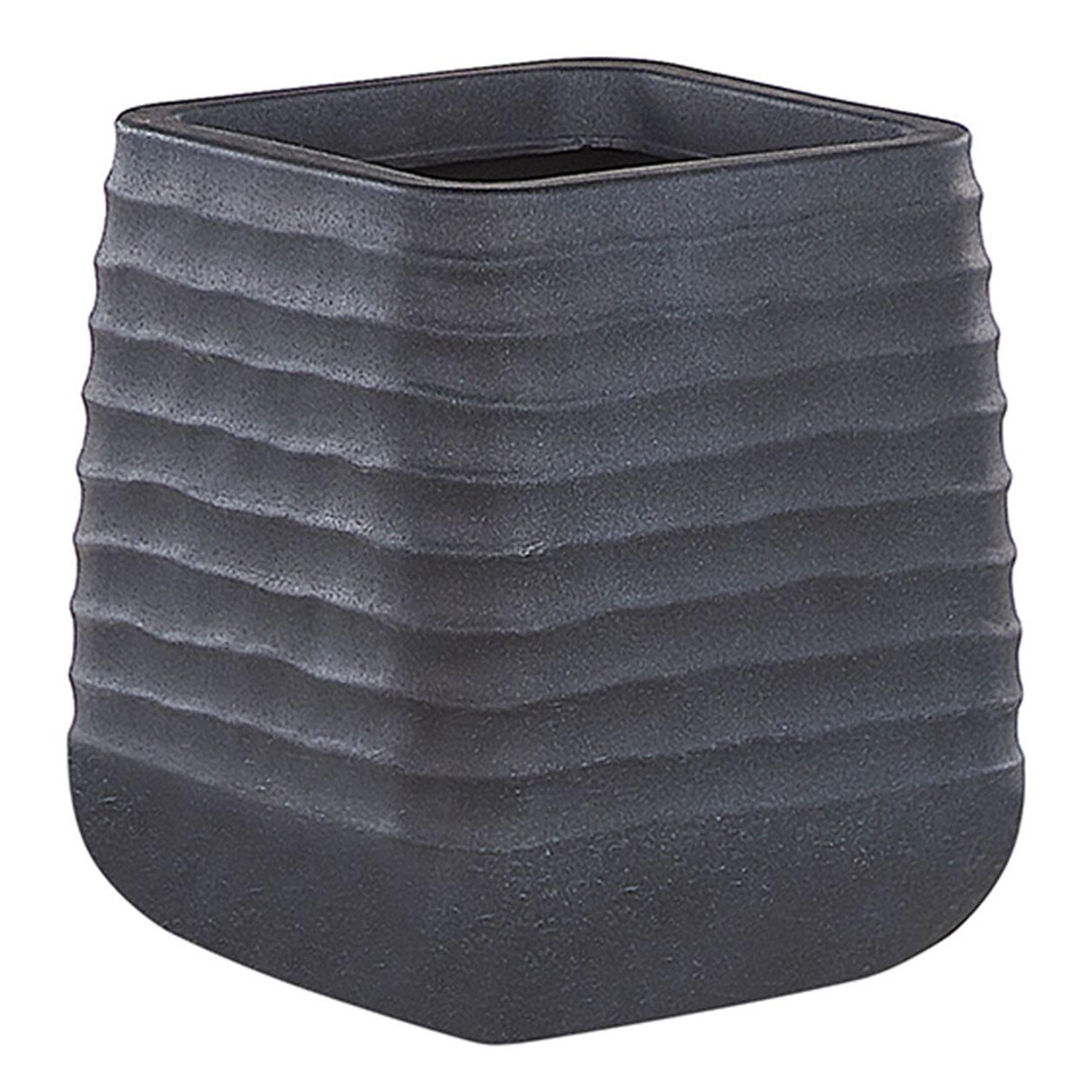 BLUMENTOPF schwarz quadratisch 28/28/27 cm Parikia - Schwarz, Naturmaterialien (27cm) - Beliani