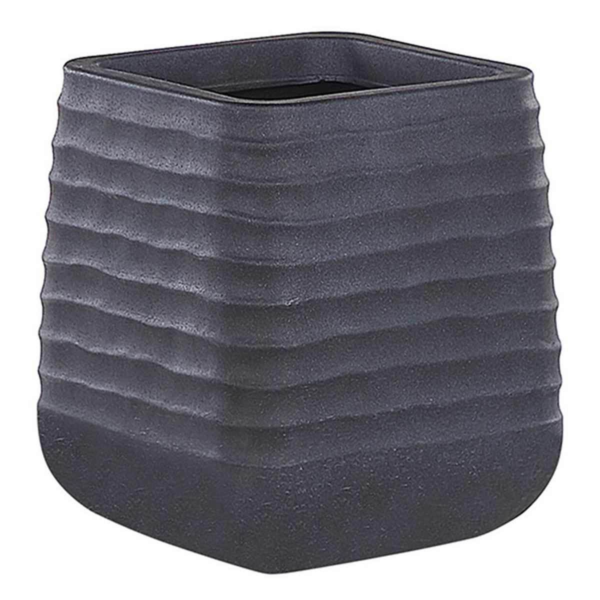 BLUMENTOPF schwarz quadratisch 28/28/27 cm Parikia - Schwarz, Naturmaterialen (27cm) - Beliani