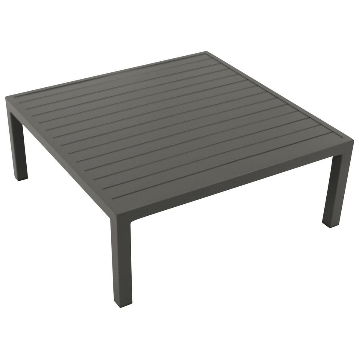 LOUNGE-SET Solihull - Sitzgruppe 4-teilig aus gebürstetem Aluminium, Tischplatte und Armlehnen aus Kunstholz dunkelgrau - Grau, Metall - TPFGarden