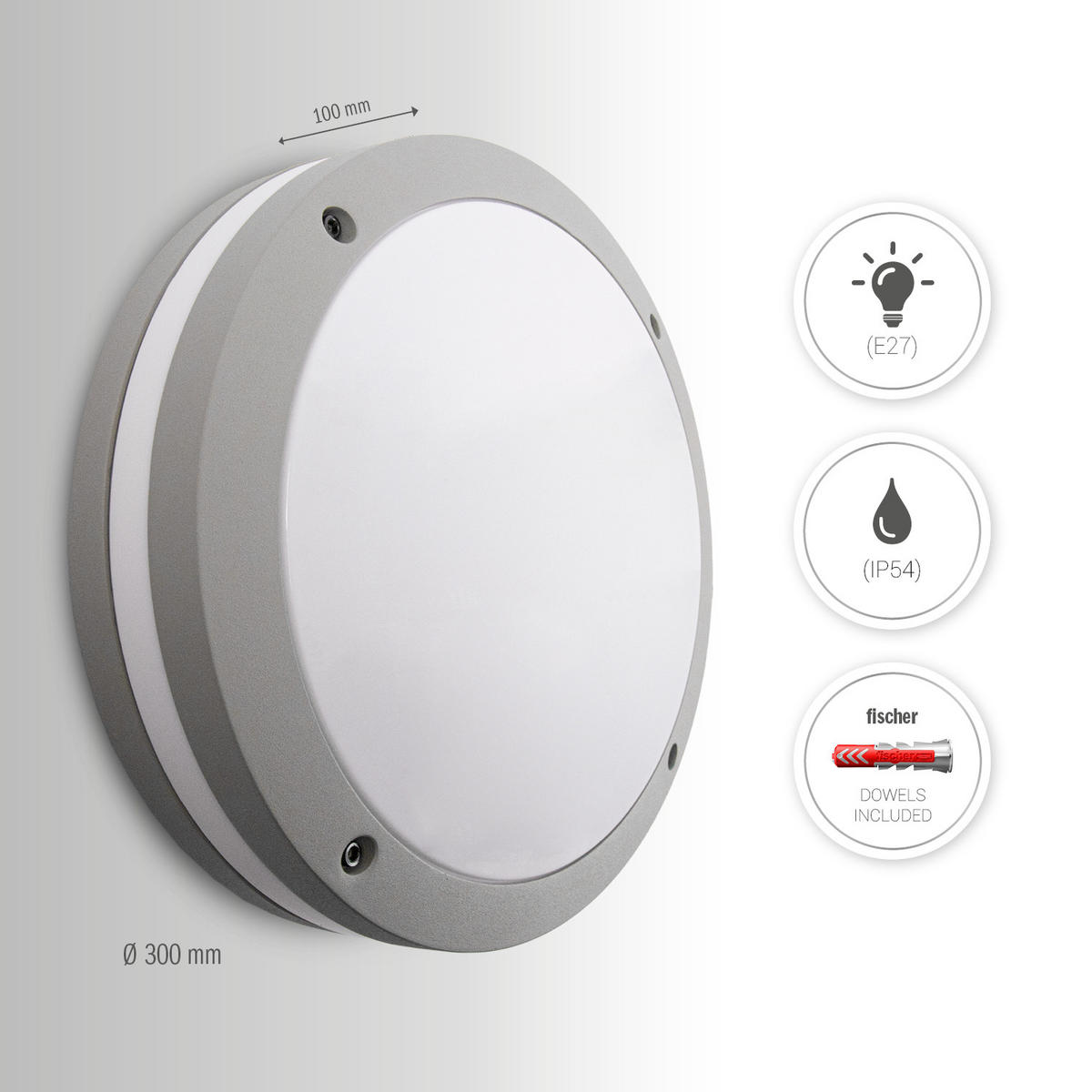 AUSSENLEUCHTE Carlota - Grau, Metall (30/30/9cm) - Paco Home