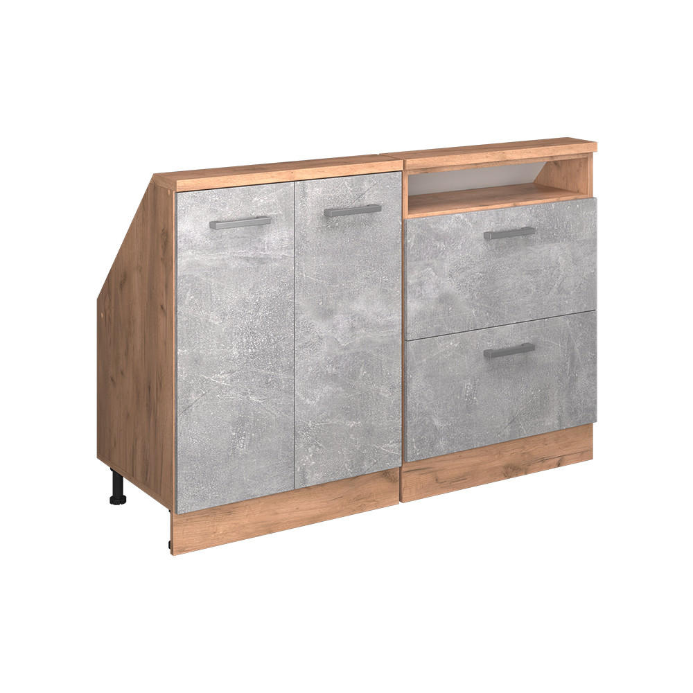 Vicco KUCHYŇSKÁ SKŘÍŇKA POD ŠIKMOU STŘECHU R-Line Beton 120 cm Sada 2 kusů