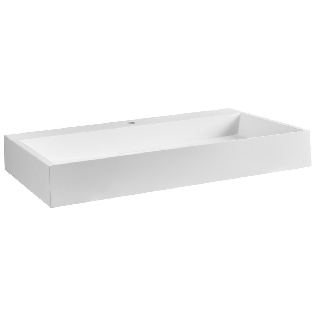 HÄNGEWASCHBECKEN Weiß 80/46 cm Mineralguss Quenko - Weiß, Naturmaterialien (80/12/46cm) - Beliani