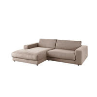 ECKSOFA MADELINE Taupe Cord - Taupe/Schwarz, Kunststoff/Textil (270/190cm) - KAWOLA