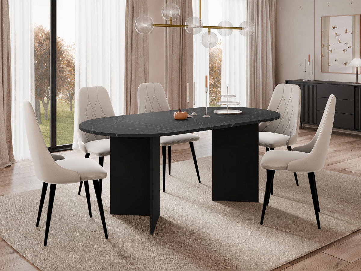 ESSTISCH Gelizo 22 mm - Schwarz, Holzwerkstoff (90/185/75cm) - MIRJAN24