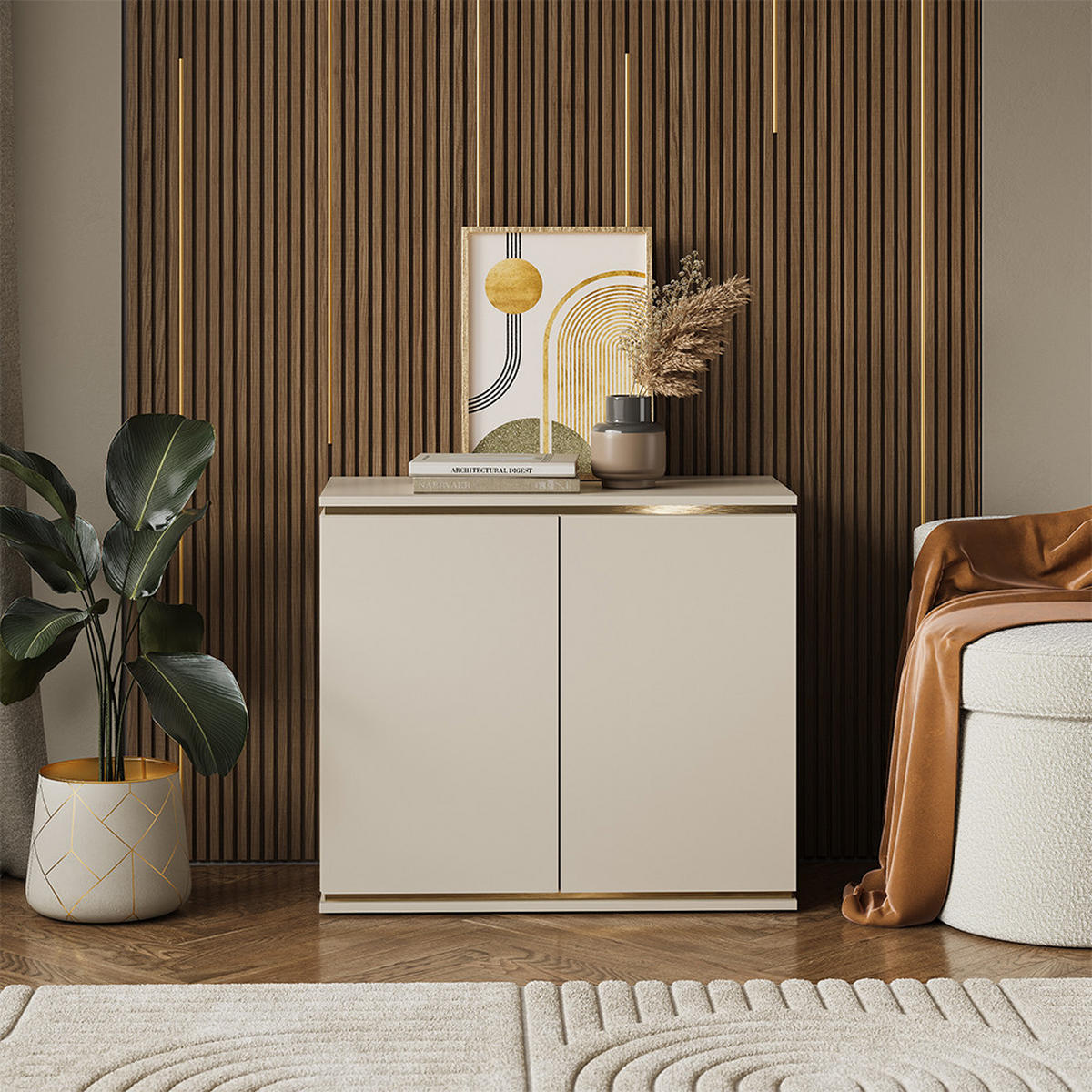 KREDENC Linette Kašmír - kašmírová, kompozitní dřevo (80/70/42cm) - Vicco